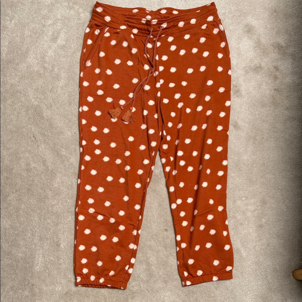 Women's Rust Polka Dot Drawstring Joggers